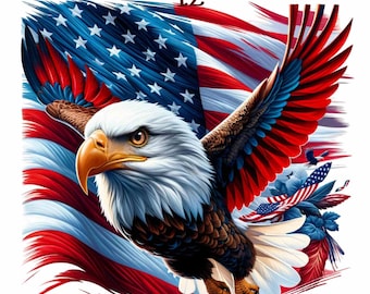 Patriotic Eagle USA PNG Clipart Bundle, 4th of July Print (Digital Download)