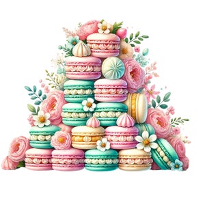 65 PNG, Watercolor Sweet Treats Clipart Bundle,treats Macarons Cupcakes ...