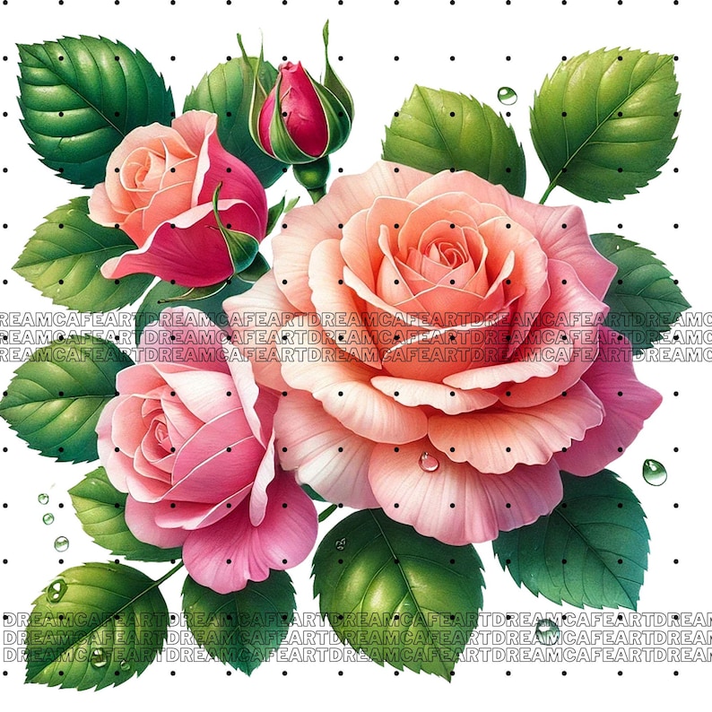 70 PNG, Roses Clipart, Beautiful Colorful Floral Graphics, Vibrant Rose ...