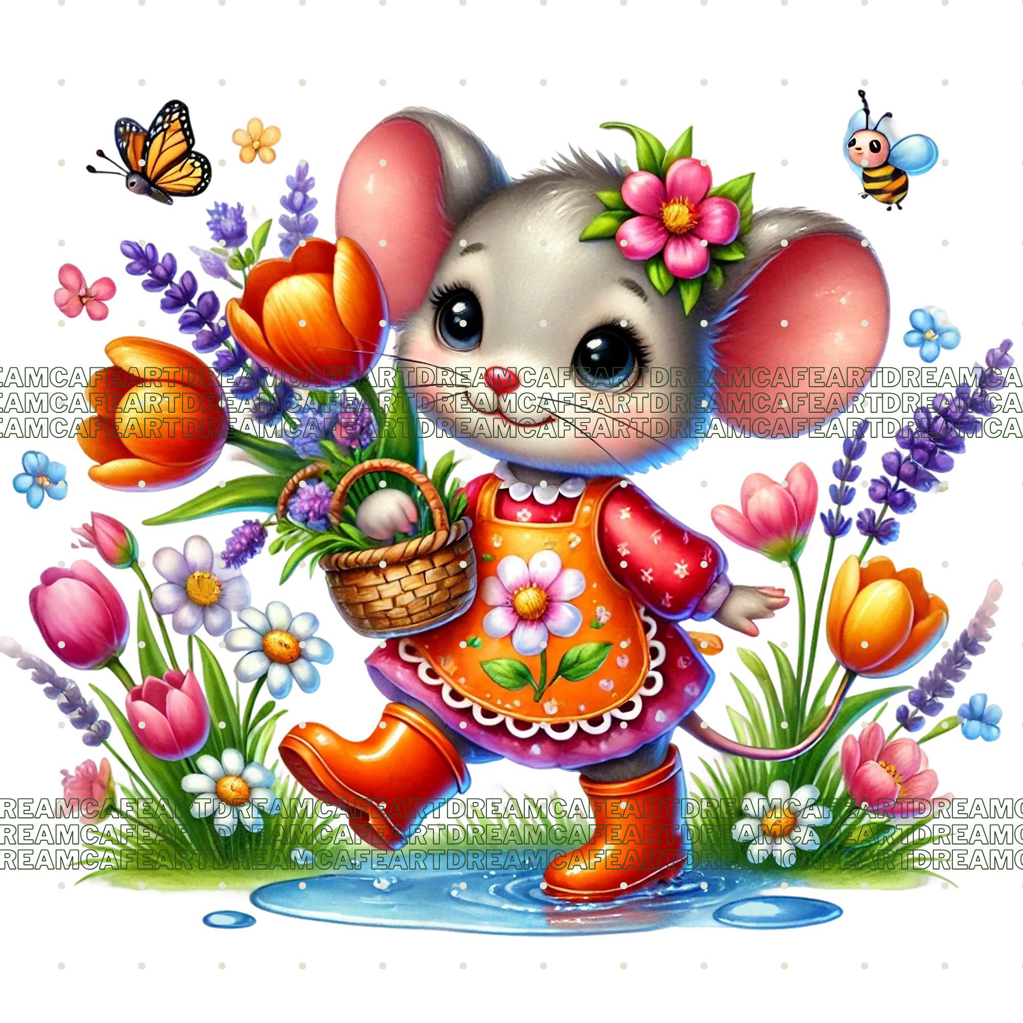 Mouse Off Spring 27 PNG Spring Baby Mouse Clipart, Cute Mouse PNG Bundle, Hello Spring ...