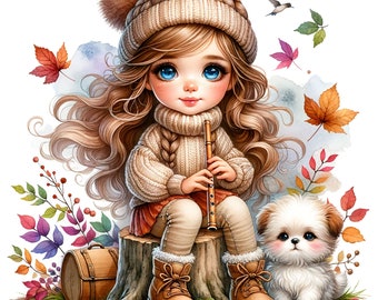35 JPG, Cottagecore Aesthetic clipart bundle, Cute girl clipart bundle, Cottage Countryside clipart, Cottagecore Aesthetic Cottage Graphics