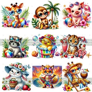 summer graphics, summer animals png, summer clipart, sunglasses clipart, animal clipart, animal printables, beach animals png, cartoon animals png, cute animal png, fun animal art, summer wildlife art, sunny day animals, vacation animals png