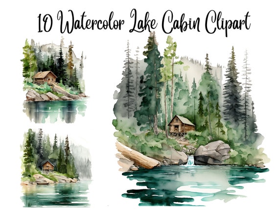 10 Lake Cabin, High Quality Jpgs, Commercial Use, Digital Download.