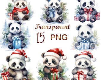 15 Christmas png, Christmas Panda png, merry christmas png,sublimation design,christmas clipart,Panda png,Digital Download,Commercial use