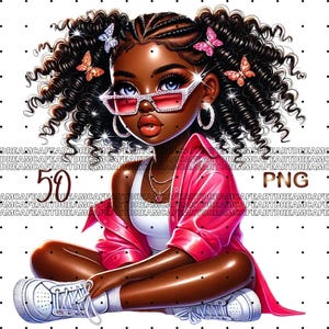 50 PNG, Black girl clipart bundle, chibi girl clipart,afro girl clipart, denim girl clipart, beautiful girl clipart, black girl graphics