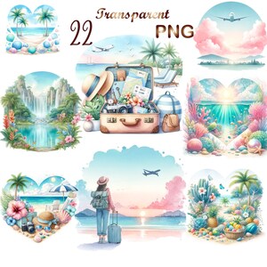 22 PNG, Tropical landscape clipart bundle, Tropical clipart, Summer clipart, Tropical design, Travel clipart, Summer clipart, Commercial use