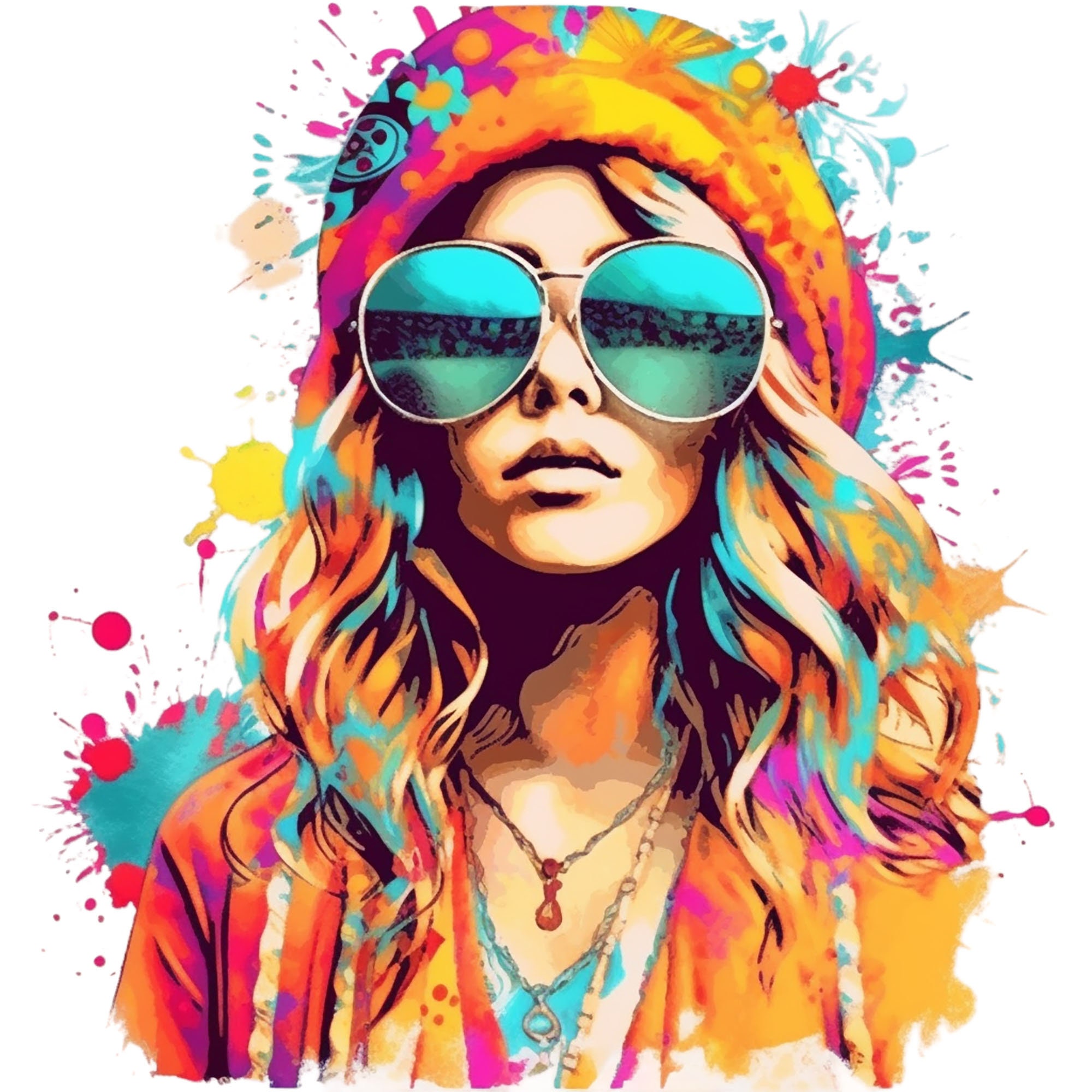 Hippie girl painting - Etsy México, image size:2000x2000