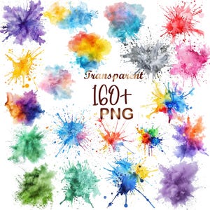160+ PNG,Watercolor Color Splash Clipart PNG,Paint Splatter Clipart,Alcohol Ink Clipart,Abstract Clipart PNG,Commercial Use,Instant Download