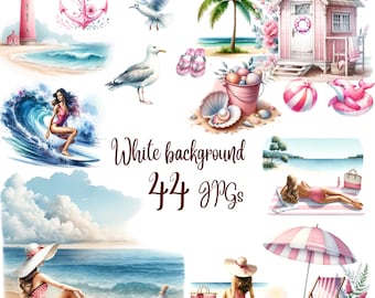 44 JPG, Nautical Collection Clipart bundle,  Beach Clipart bundle,Travel Clipart,Ocean Clipart,Summer art,Nautical Clipart,Commercial Use
