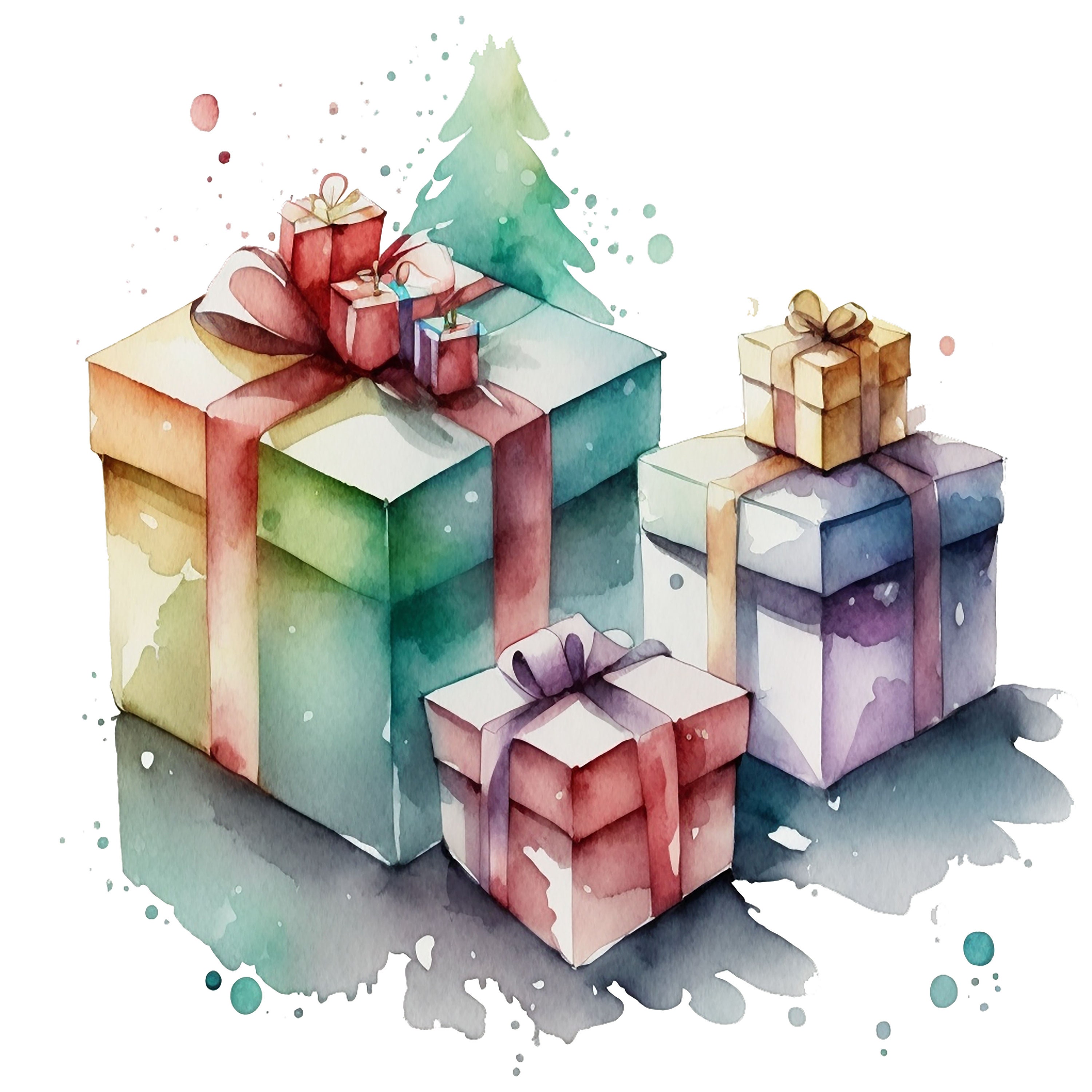 Cute Gift Box Watercolour Clipart Set Graphic by stshahariarsifa · Creative  Fabrica