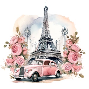 12 Watercolor Romantic Paris Clipart JPGs, Digital Planner, Paper crafts, Junk Journals, Watercolor Romantic clipart,Commercial use