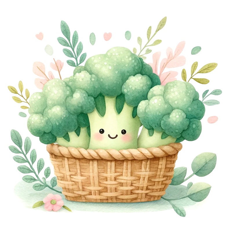 30 PNG, Watercolor Farm Basket Clipart Bundle, Farm Basket Vegetables