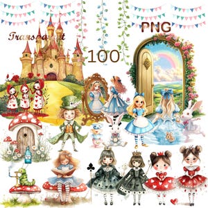 100 PNG Alice in Wonderland Clipart | Cute Alice png | Wonderland Clipart | Cheshire Cat PNG | Sublimation Graphics | Alice Wonderland PNG