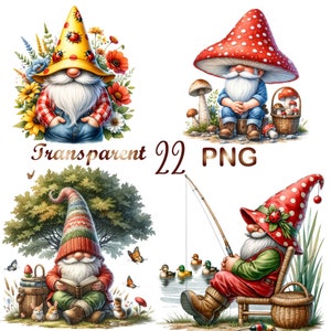 22 PNG, Garden Gnome clipart bundle,Garden Gnome clipart,Spring gnome,Spring gnome png graphics,Spring Gnome sublimation,Digital Download
