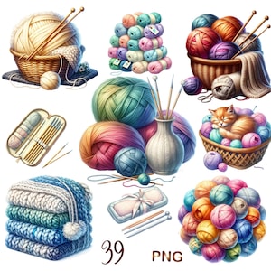 Watercolor yarn and wool clipart 39 PNG, Watercolor Knitted Goods Images,knitting clipart,hobbies clip art,needlework and sewing, printables