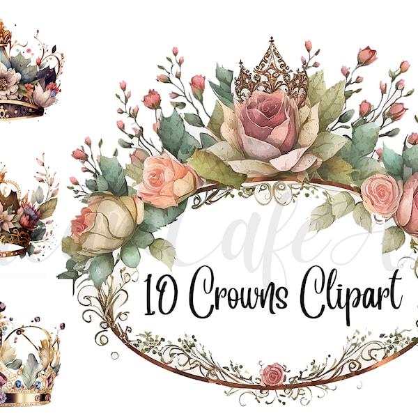 10 Crown Clipart, JPGs, High Quality, Commercial use, Watercolor clipart,  crown clip art, tiara clipart, queen crown, princess clipart