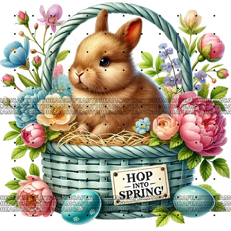 45 PNG Set 2 Easter Bunny Clipart Bundle, Spring Bunny in a Basket ...