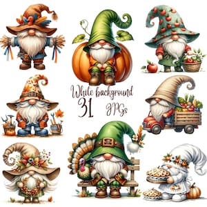 31 JPG, Gnome Thanksgiving clipart bundle,gnome clipart bundle,autumn gnome,autumn fall gnome clipart,happy fall gnome,gnome pumpkin clipart
