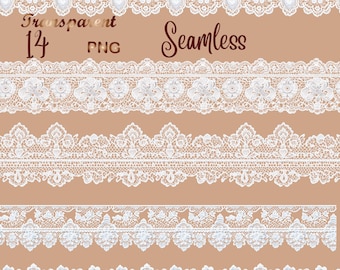 Vintage Lace Borders Clipart | 14 Seamless Old Lace Scrapbook Borders PNG | Scrapbook, Victorian Trim, Transparent Overlay, Digital Download