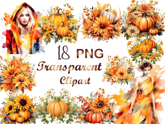 18 Watercolor Autumn pumpkin  png, Autumn pumpkin png, pumpkin , pumpkin Sublimation, Commercial use,Digital Download,Watercolor Clipart