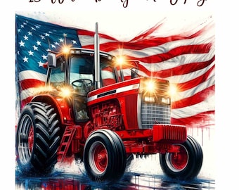 15 Tractor clipart, american flag tractor, Watercolor Farm Tractor clipart, Green tractor, Blue tractor, red tractor, patriotic tractor