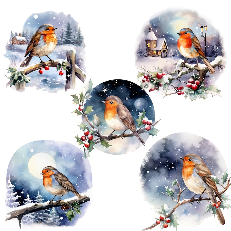 25 Christmas Robin Clipart PNG, Winter Robin PNG, Bird Robin PNG. Red ...