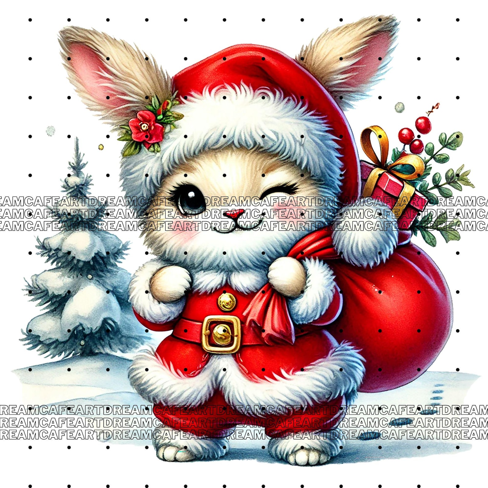 Christmas Bunny Santa Clipart Bundle, 42 PNG Festive Christmas Bunny ...