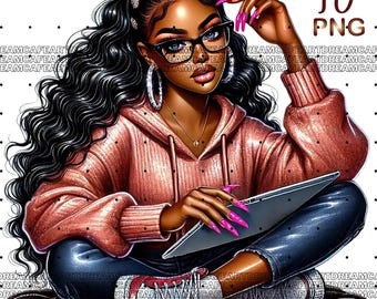 40 PNG, Black girl clipart bundle, Fashionable Girl Graphics,afro girl clipart,denim girl clipart,beautiful girl clipart,black girl graphics