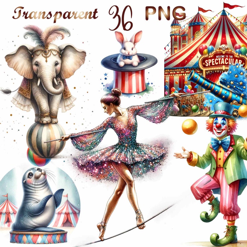 36 Circus Clipart, Cute Kids Clipart, Carnival Clipart, Birthday ...