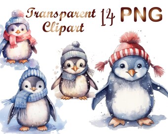 14 Christmas Penguin Clipart PNG, Christmas clipart, Penguin clipart, Christmas png,Christmas sublimation,Digital Download,Commercial USe