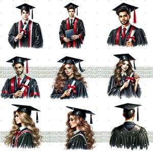 122 PNG Graduation clipart bundle, diploma clipart, graduation hat ,graduation cap, college clipart, Commercial Use, Digital Download image 6