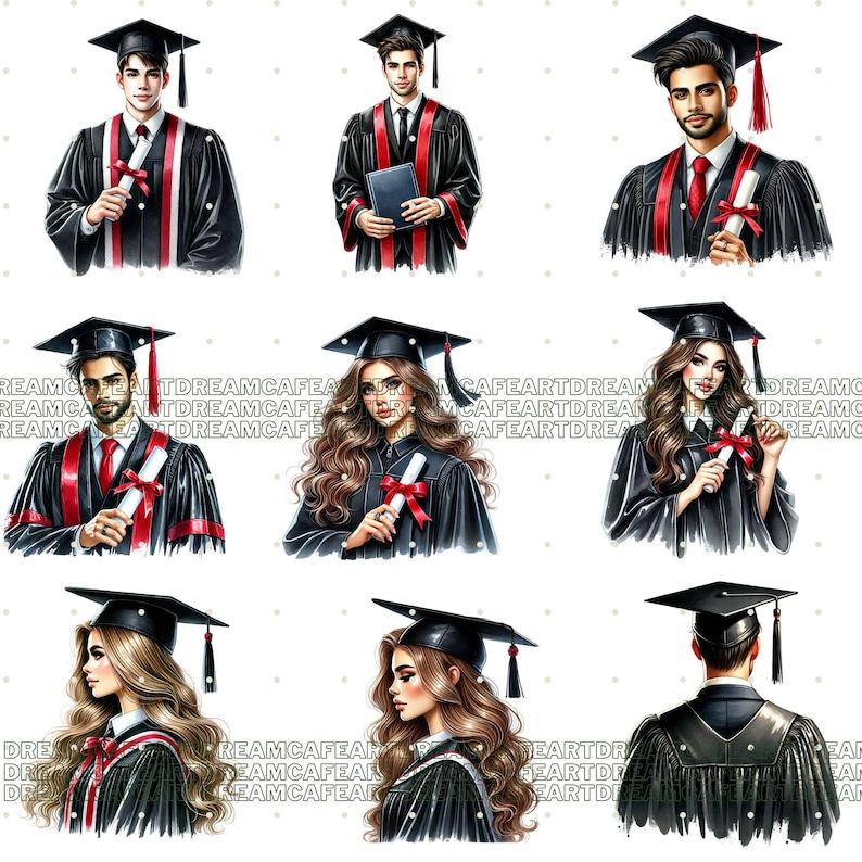 122 PNG Graduation clipart bundle, diploma clipart, graduation hat ,graduation cap, college clipart, Commercial Use, Digital Download image 6