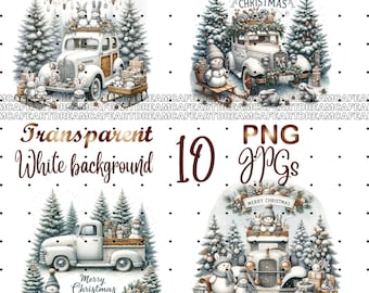 10PNG/JPG Marry Christmas Snowman bundle Clipart,set 1,Memory Book,Junk Journals,Scrapbooks,Digital Planners,Commercial Use,Digital Download
