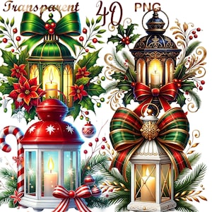 40 PNG Christmas Lanterns Clipart bundle,set3,Festive Lantern Illustrations designs,Instant Digital Download,Unlimited Commercial Use Crafts