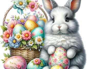 13 Watercolor Easter Clipart, JPGs, Easter Basket clipart, Easter clipart, Watercolor clipart, commercial use, digital download