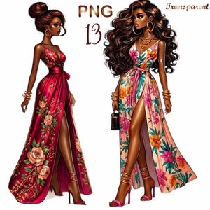 13 Black girl clipart, chibi girl clipart,afro girl clipart, luxury girl clipart, beautiful girl clipart, black girl graphics