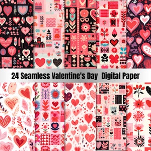 24 Papel Digital Sem Costura Valentine, papel digital valentine, papéis digitais valentines, papéis digitais valentine day, papéis digitais valentine