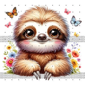 Watercolor Sloth Clipart bundle, 70 PNG Cute  Sloth Clipart, Cute Nursery Decor, Party Invitation Design, Printable Sloth Illustration