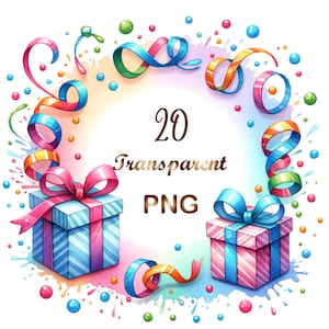 20 Watercolor Birthday Party Borders and Frames Clipart, Wasserfarben Geburtstag Clipart, Luftballons Clipart, Geburtstagsparty Aquarell