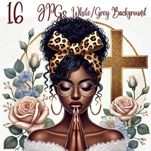 16 JPGs, Black Girl Praying Clipart, Black Woman Faith Clipart, Jesus and Faith, Black girl clipart,afro girl clipart,