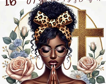 16 JPGs, Black Girl Praying Clipart, Black Woman Faith Clipart, Jesus and Faith, Black girl clipart,afro girl clipart,