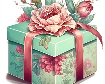 51 Wrapped Gift Boxes Clipart, JPGs, Commercial use,Digital Paper Crafting,Digital Planner,Watercolor, Digital Download, Presents clipart