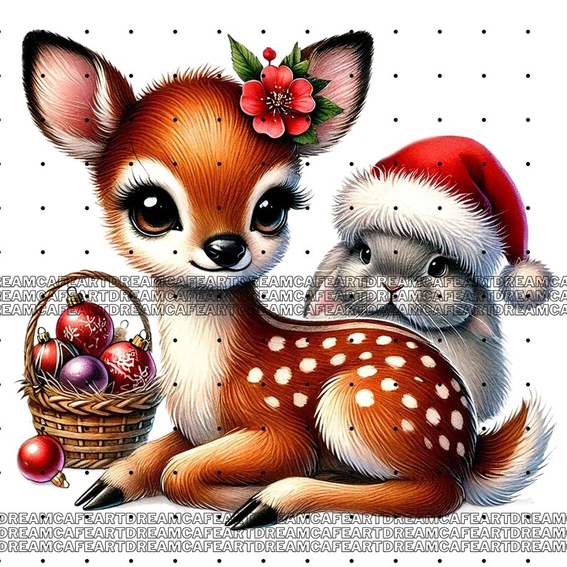 27 PNG and JPG, Christmas Deer Clipart Bundle,christmas Fawn Clipart ...