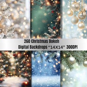260 JPGs Christmas Bokeh Digital Backdrops, Christmas Digital backdrops, Holiday Photo Background Templates, Photoshop overlays