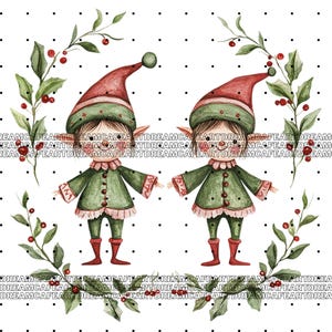 40 PNG Watercolor Christmas Elf Clipart Bundle, Festive Elf Graphics ...