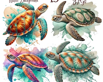 15 PNG & JPG Sea Turtle Clipart bundle, Paper crafts, Junk Journals, sea turtle clipart,Commercial USe, Digital Download