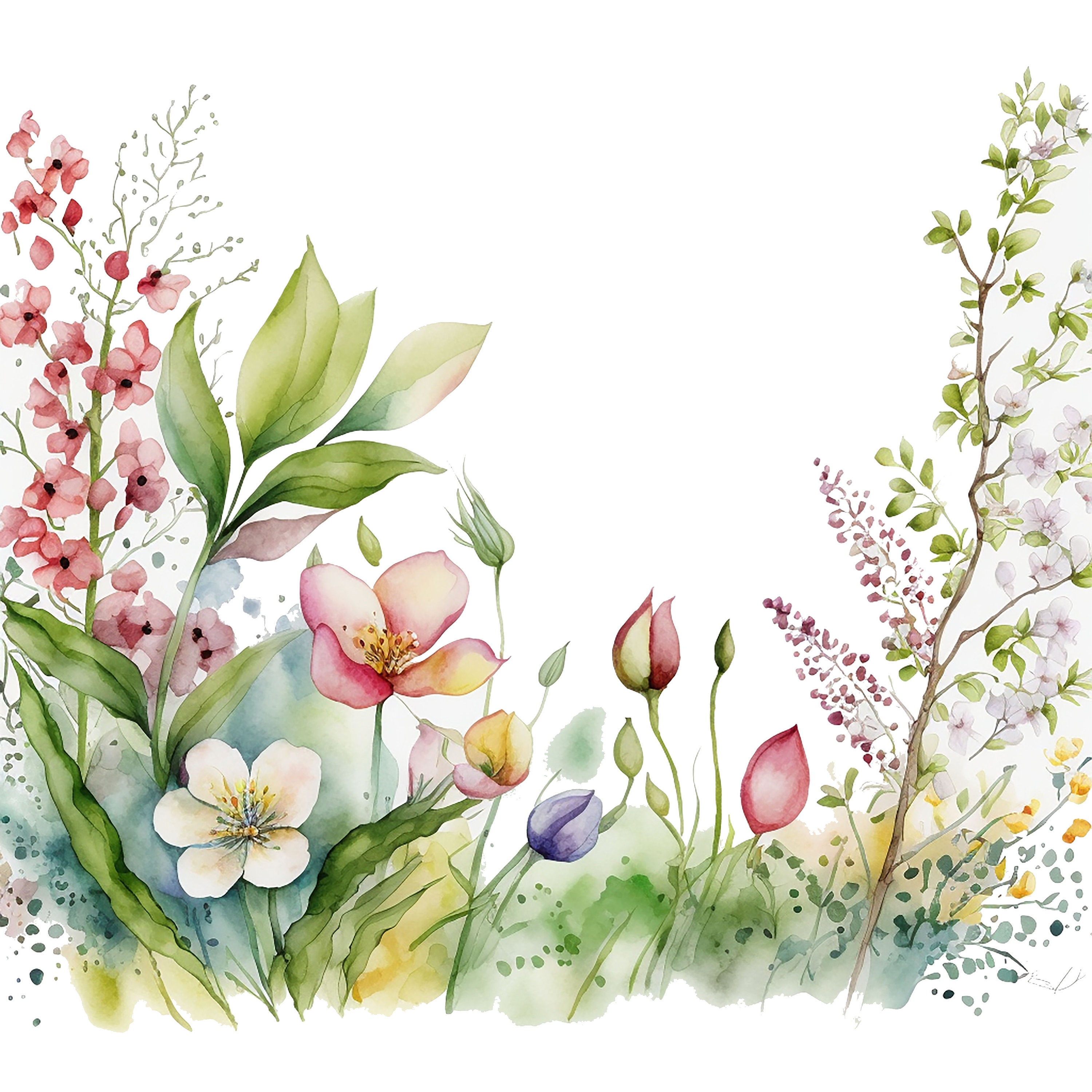 10 Watercolor Spring Border Clipart Jpgs,commercial Use,digital ...