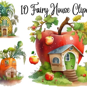 12 Fairy House Clipart, JPGs, Magic house, Digital Planner, Paper crafts, Scrapbooking, Fairy Clipart, Fairy house,  Magical fairy house