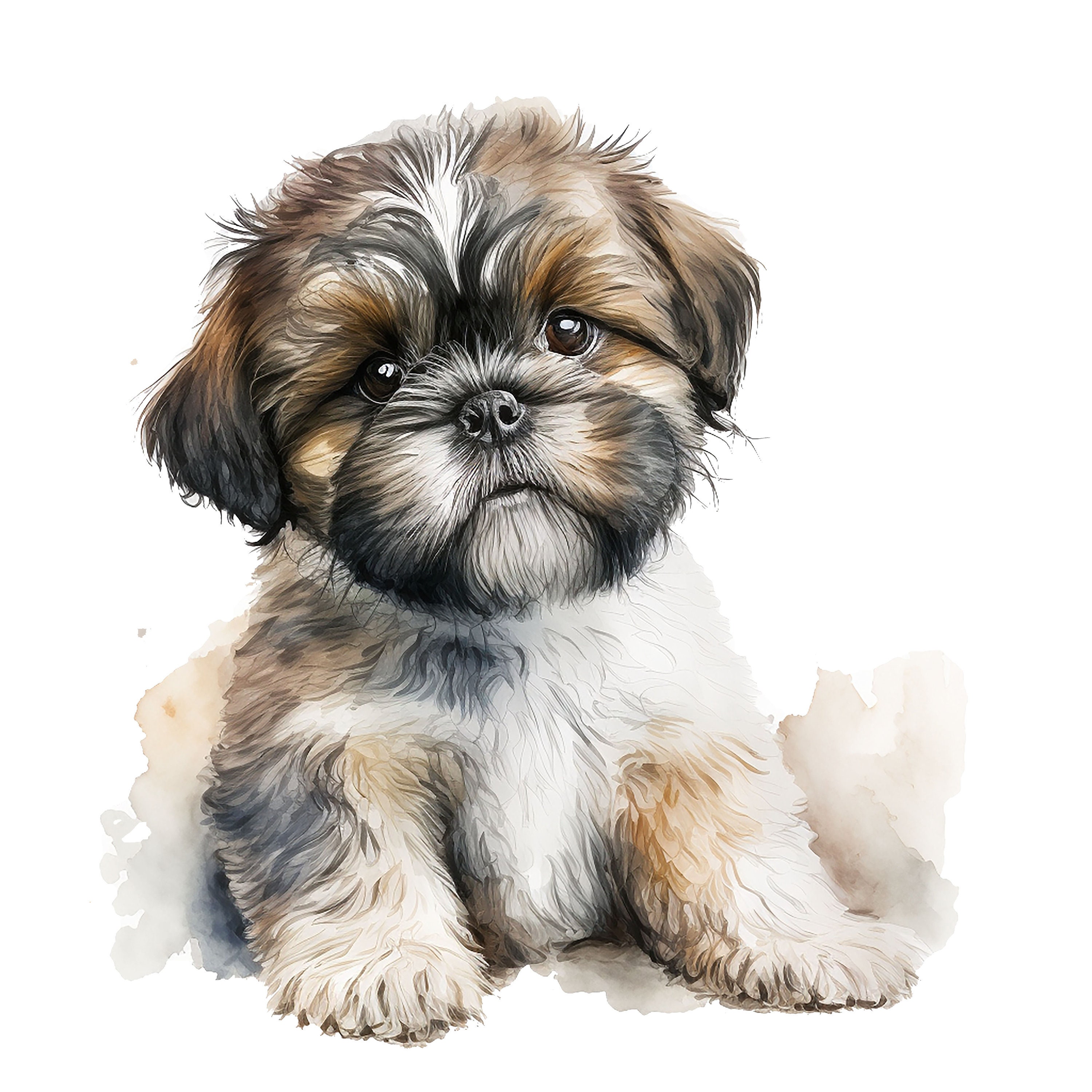10 Shih Tzu Puppy Clipart Jpgs, High Quality Jpgs, Watercolor Clipart ...
