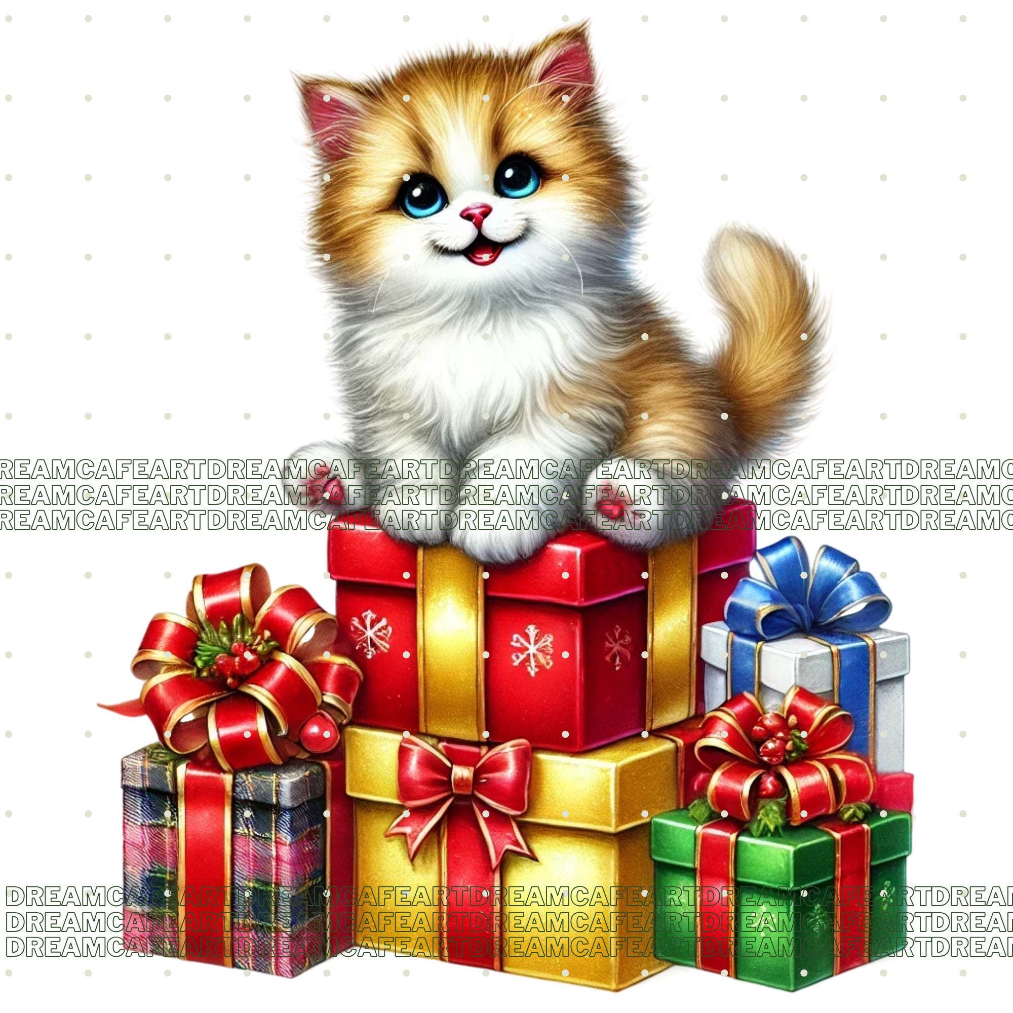 51 PNG Christmas Kitten Clipart Bundle, Cute Christmas Cats Clipart ...